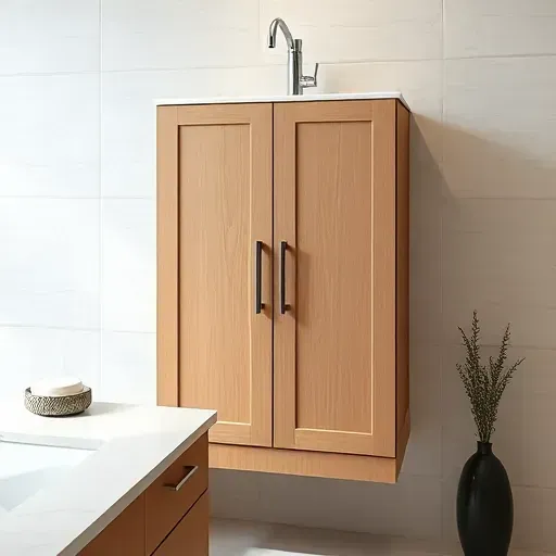 Final bathroom cabinet installation in a modern Texas bathroom with marble countertop, chrome fixtures, and elegant decor