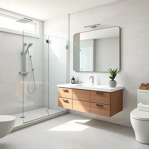 Freshly remodeled Tomball Parkway bathroom with sleek fixtures, walk-in shower, and elegant marble vanity.