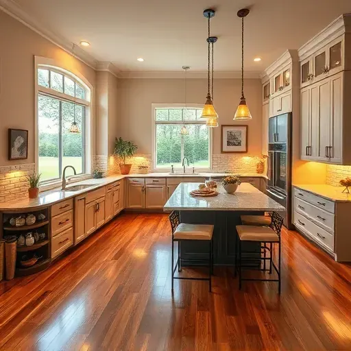 Modern Magnolia TX kitchen with sleek countertops, stylish cabinetry, and warm lighting enhances elegance and sophistication.