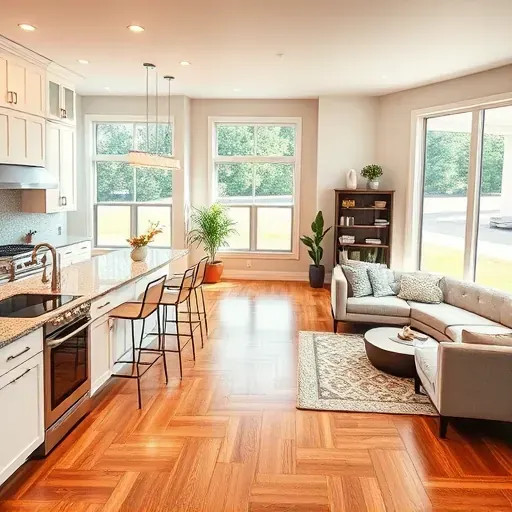 Modern kitchen remodel in Humble TX featuring sleek white cabinets, granite countertops, and warm ambient lighting.