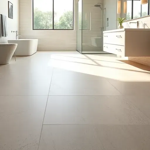 Heated modern bathroom flooring with sleek tiles, natural light, elegant fixtures, and seamless premium craftsmanship in Spring TX