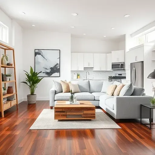Home remodel in Memorial TX featuring a spacious modern living room with white walls, natural light, and elegant decor.