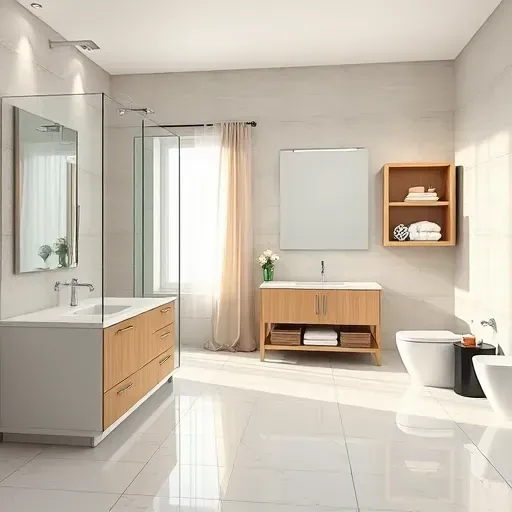 Modern Klein TX bathroom remodel with glass walk-in shower, double quartz vanity, marble floors, and natural light