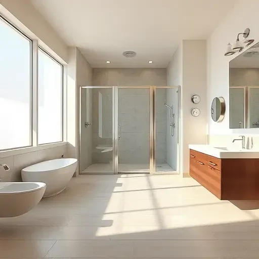 Freshly completed wheelchair accessible bathroom remodel in Spring TX with modern fixtures, walk-in shower, textured tile flooring, and natural light