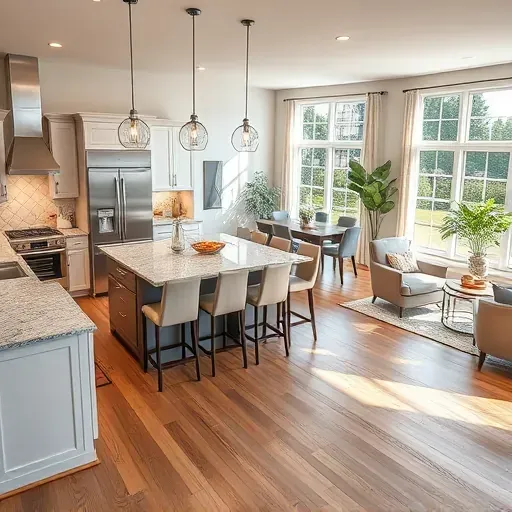 Modern kitchen in Atascocita TX featuring granite countertops, stainless steel appliances, and open-concept design.