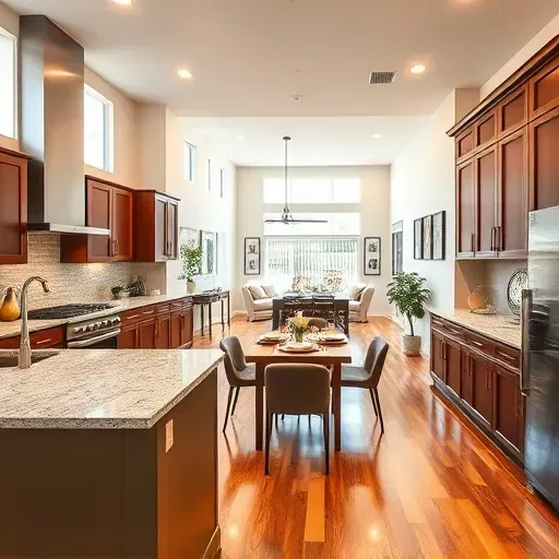 Home remodeling in Cypress Creek TX showcases a renovated kitchen with granite countertops and custom cabinetry.