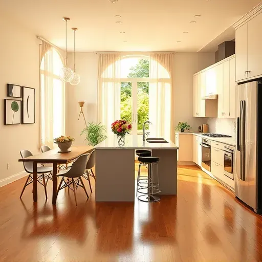Beautifully remodeled kitchen in Bellaire TX with quartz countertops, modern appliances, and inviting island decor.
