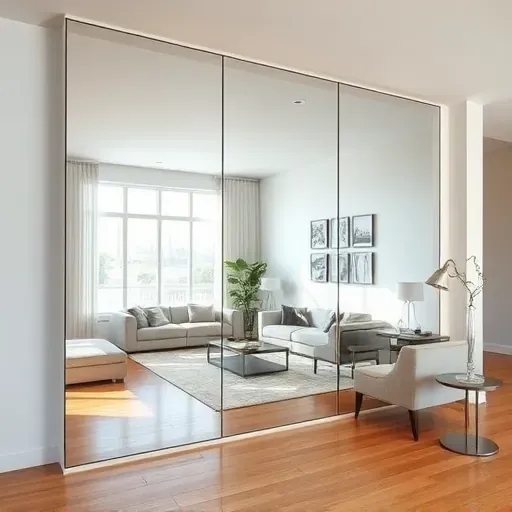 Perfectly installed sleek mirror reflecting natural light in a modern upscale interior with elegant decor in Spring TX