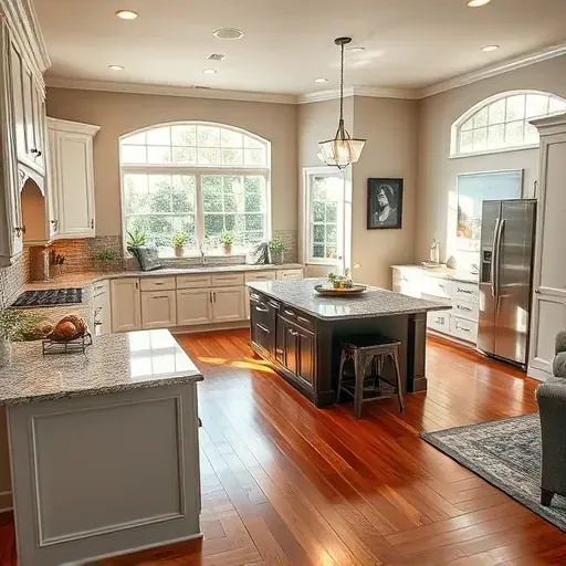 Renovated kitchen in Cinco Ranch TX with modern appliances, elegant cabinetry, and natural light-filled living area.