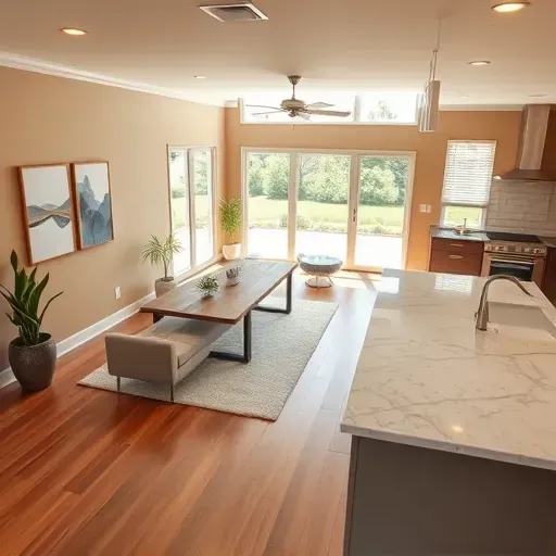 Beautifully remodeled open-concept living area in Atascocita TX with elegant hardwood floors and modern features.