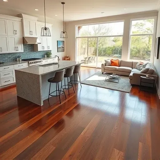 Home remodeling in Woodbranch TX featuring open-concept living space, hardwood floors, modern kitchen, and inviting decor.