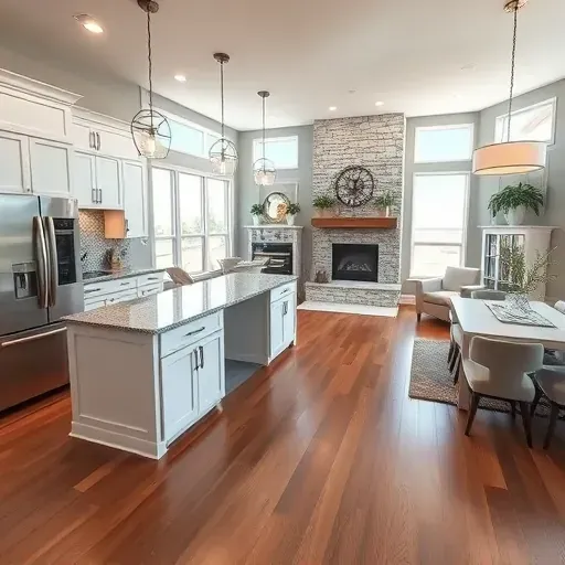 Completed home remodeling in Sugar Land TX featuring a modern kitchen and living area with sleek designs and natural light.