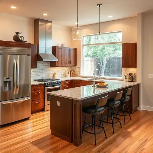 Modern kitchen remodel in Shadow Creek TX features stainless steel appliances, granite countertops, and elegant wood cabinetry.