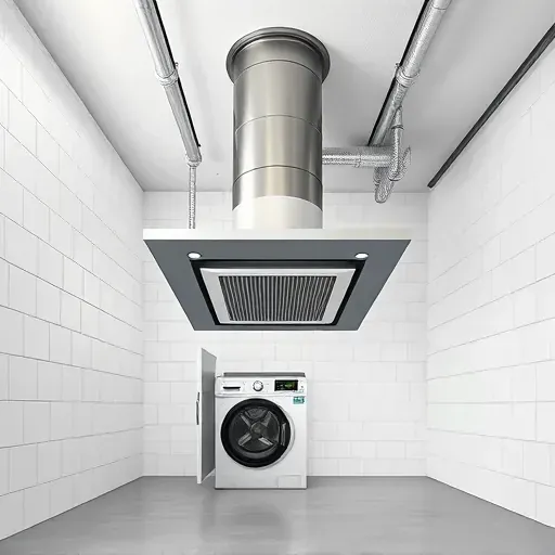 Well-maintained utility room in Spring TX featuring a stainless steel ceiling exhaust fan with concealed ductwork and clean tiled walls