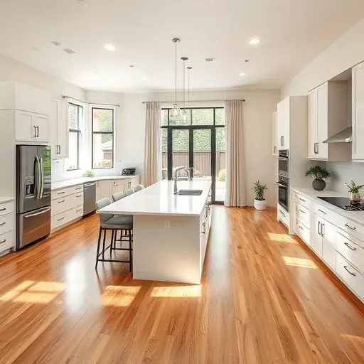 Modern Tomball Parkway TX kitchen remodel features sleek cabinetry, quartz countertops, and open living area with natural light.