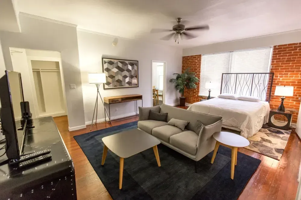 Sunlit studio apartment with hardwood floors at The Lido Hollywood