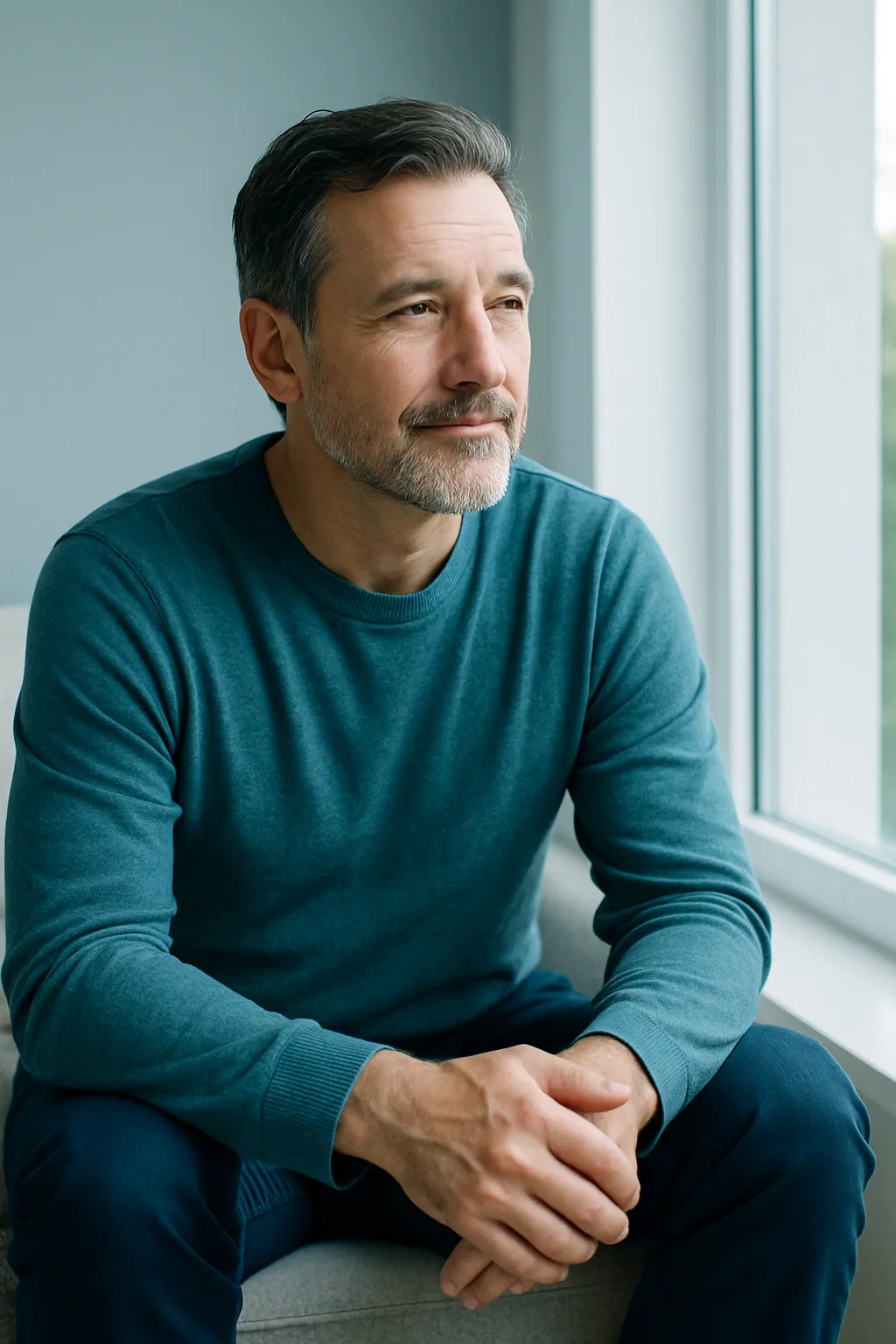 Two doctors examine a skull x-ray together.