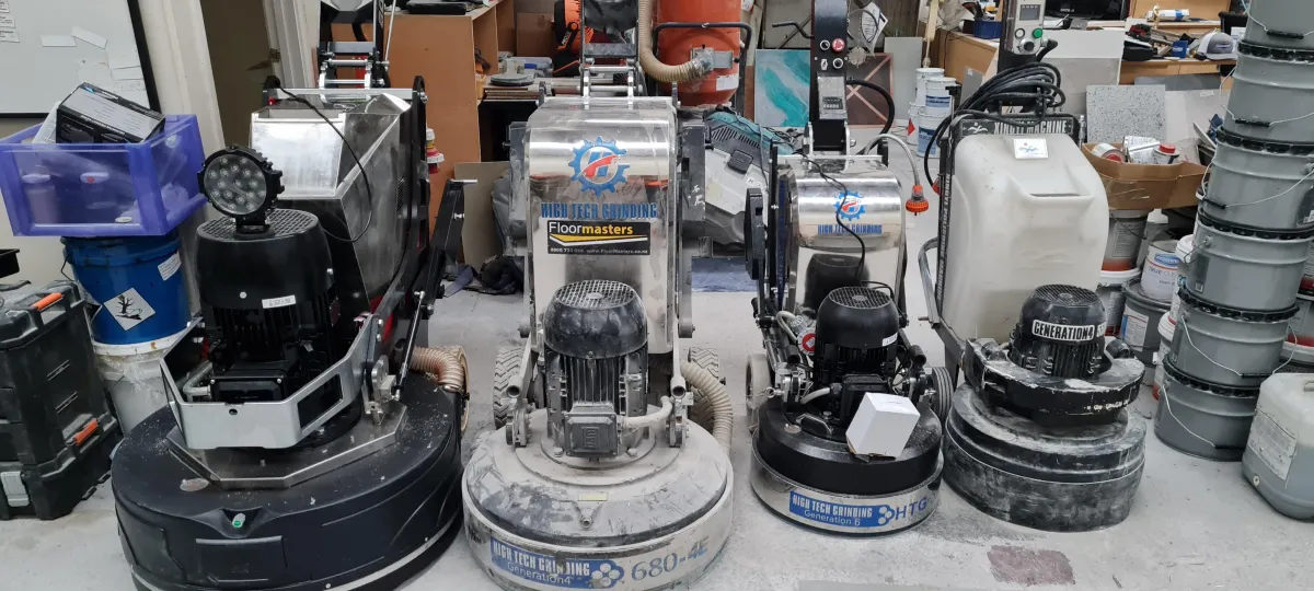 Preparation grinding of a concrete floor