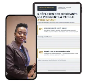 Checklist gratuite — 5 réflexes des dirigeants qui prennent la parole avec impact — Audaceum Institute