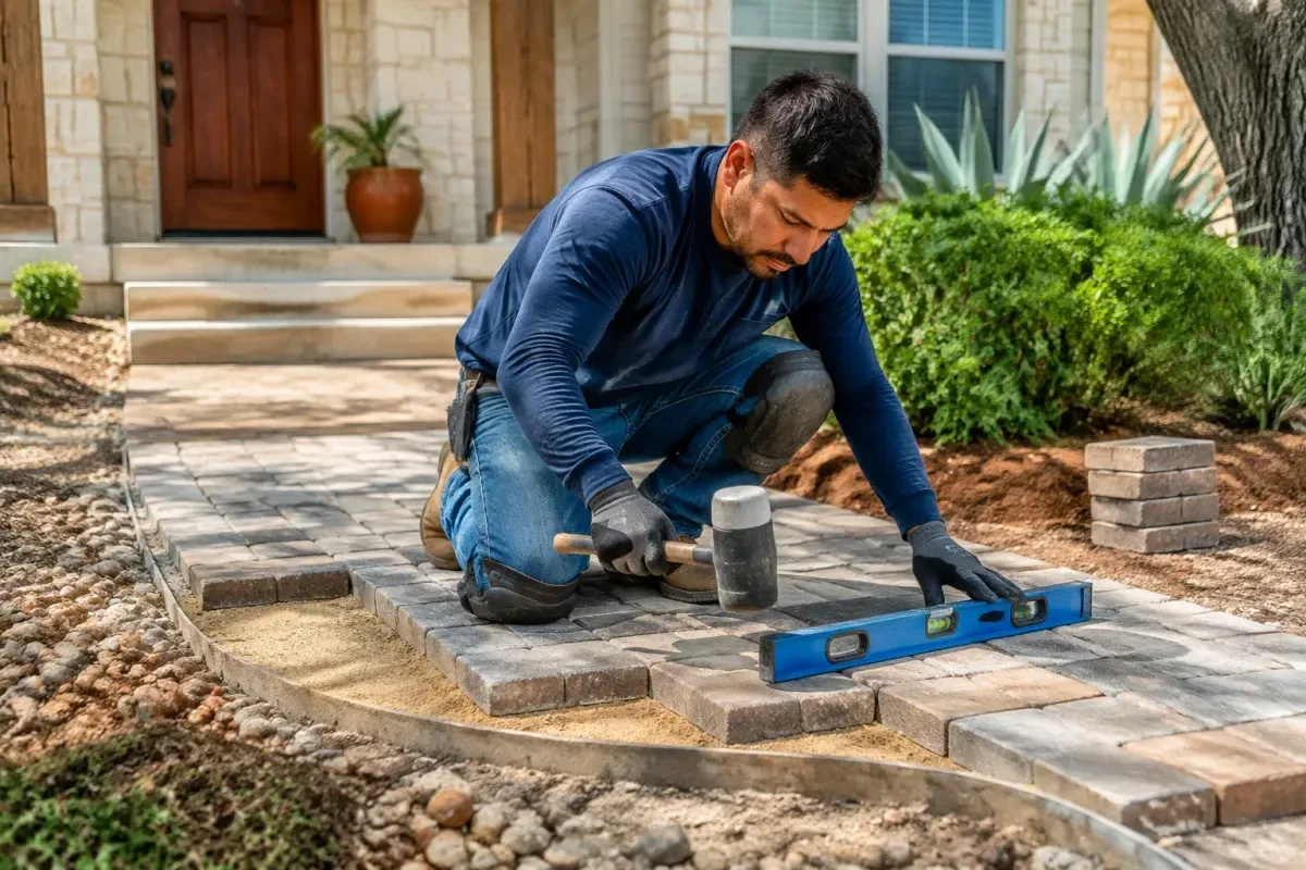 Alamo Heights Paver Walkway Installation