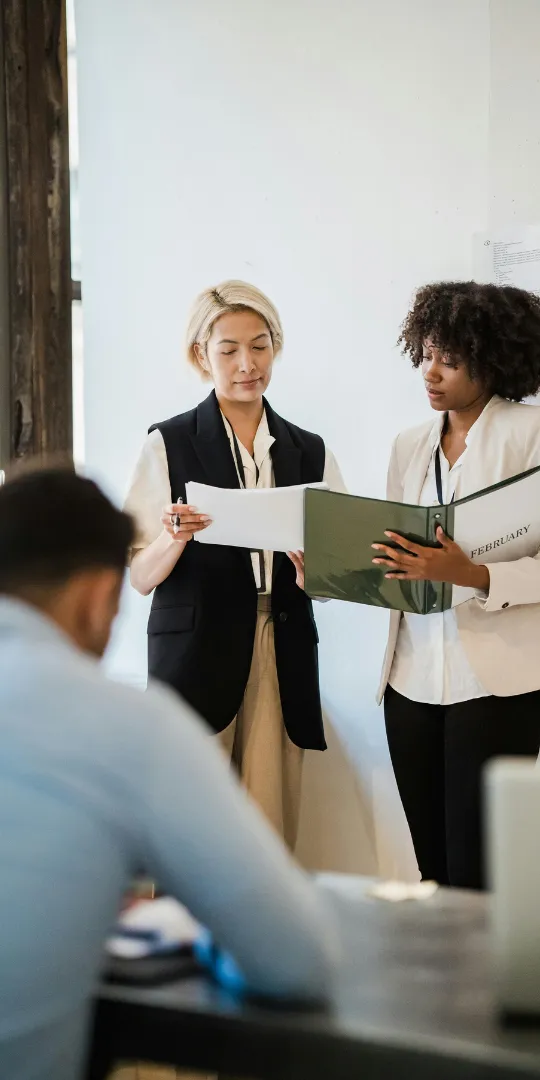 Business professionals working together to support organizational change.