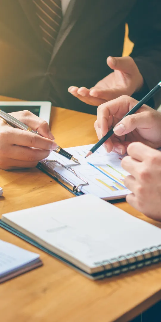 Business professionals working together to support organizational change.