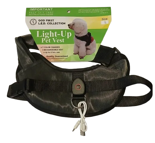 Buy Gray LED Lighted Dog Vest for Night Safety