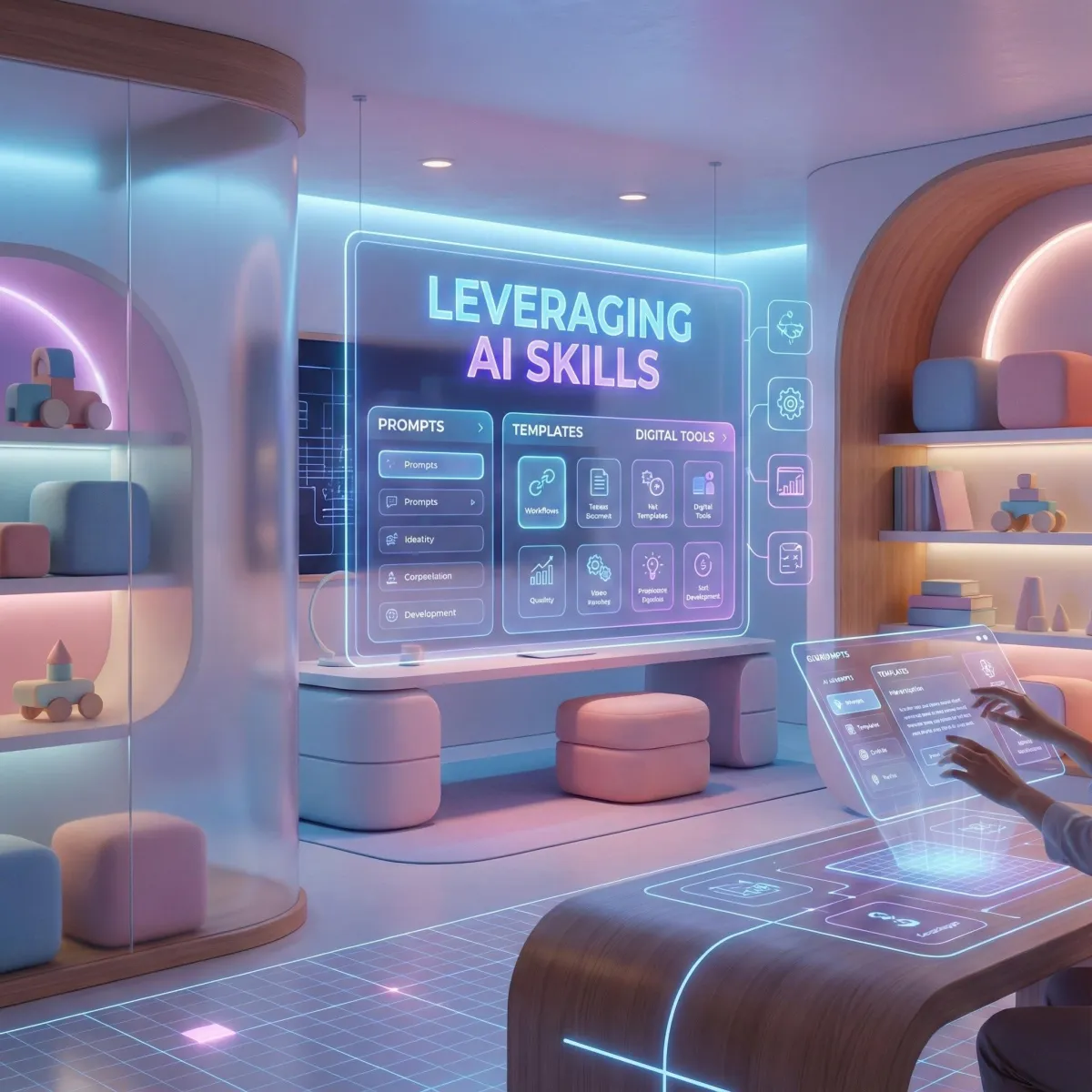 Daycare teacher guiding toddlers in classroom using AI lesson plans