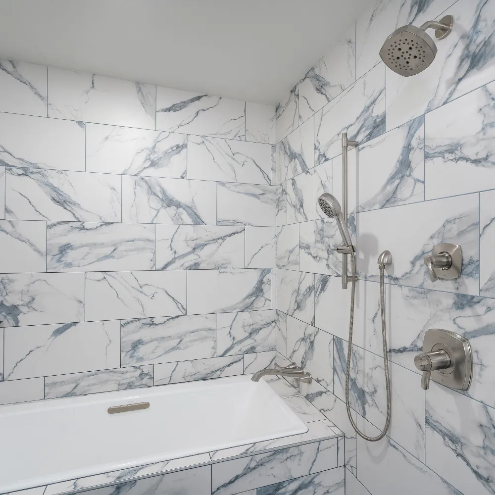 Before and after bathroom remodeling transformation with updated fixtures