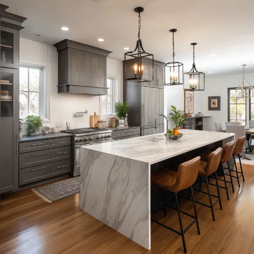 Custom kitchen remodeling project in Badin NC featuring modern cabinetry and quartz countertops
