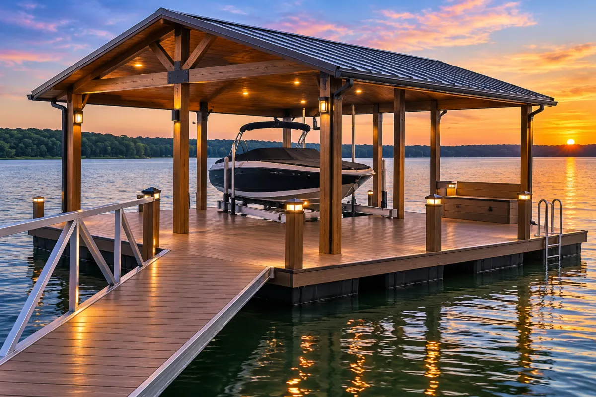 Custom dock on High Rock Lake in North Carolina built by Badin Lake Builders