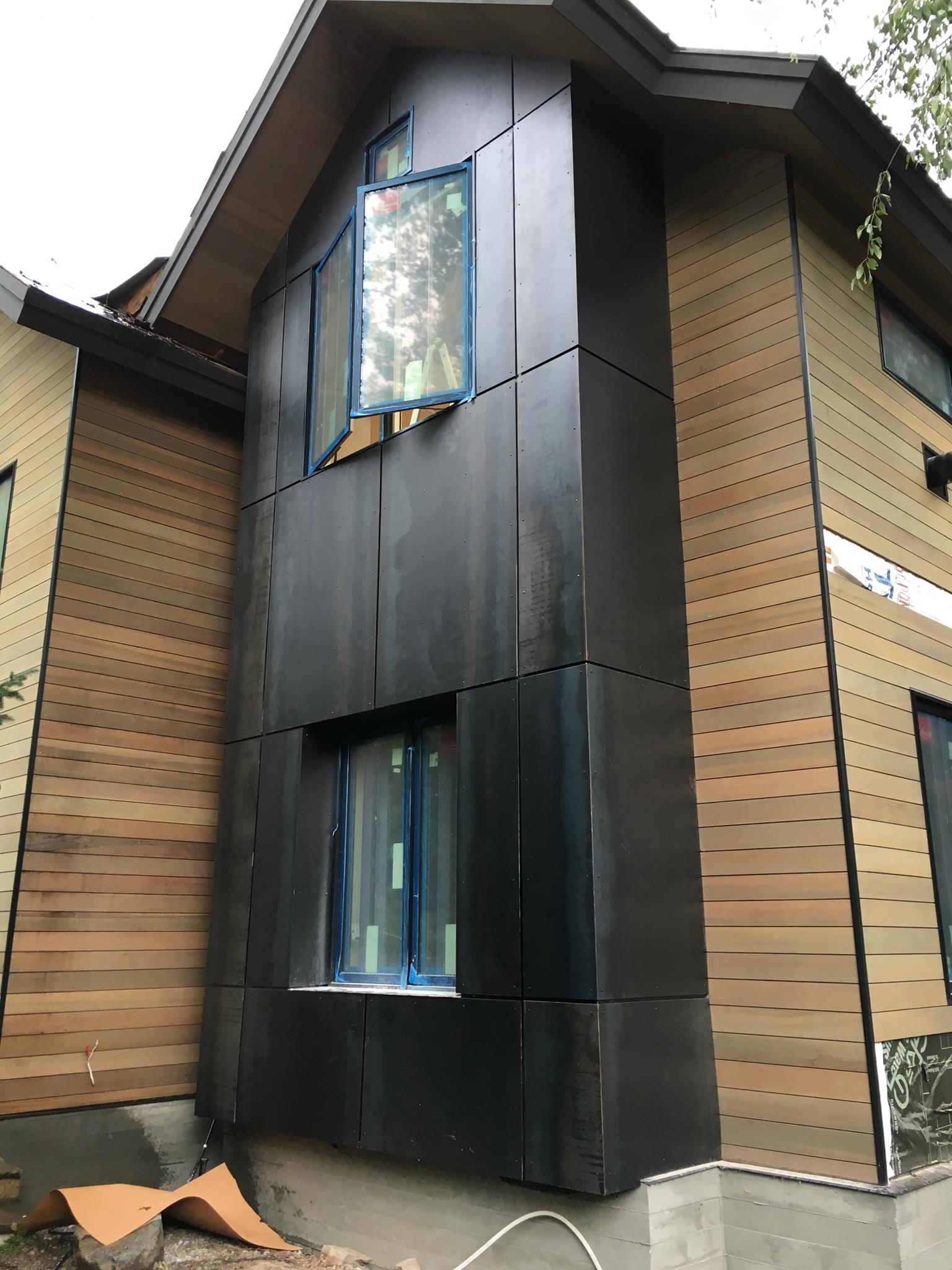 a tall building with scaffolding on top of it