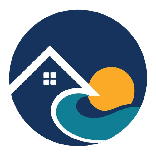 Brand Logo showing a house, wave, and sunset.