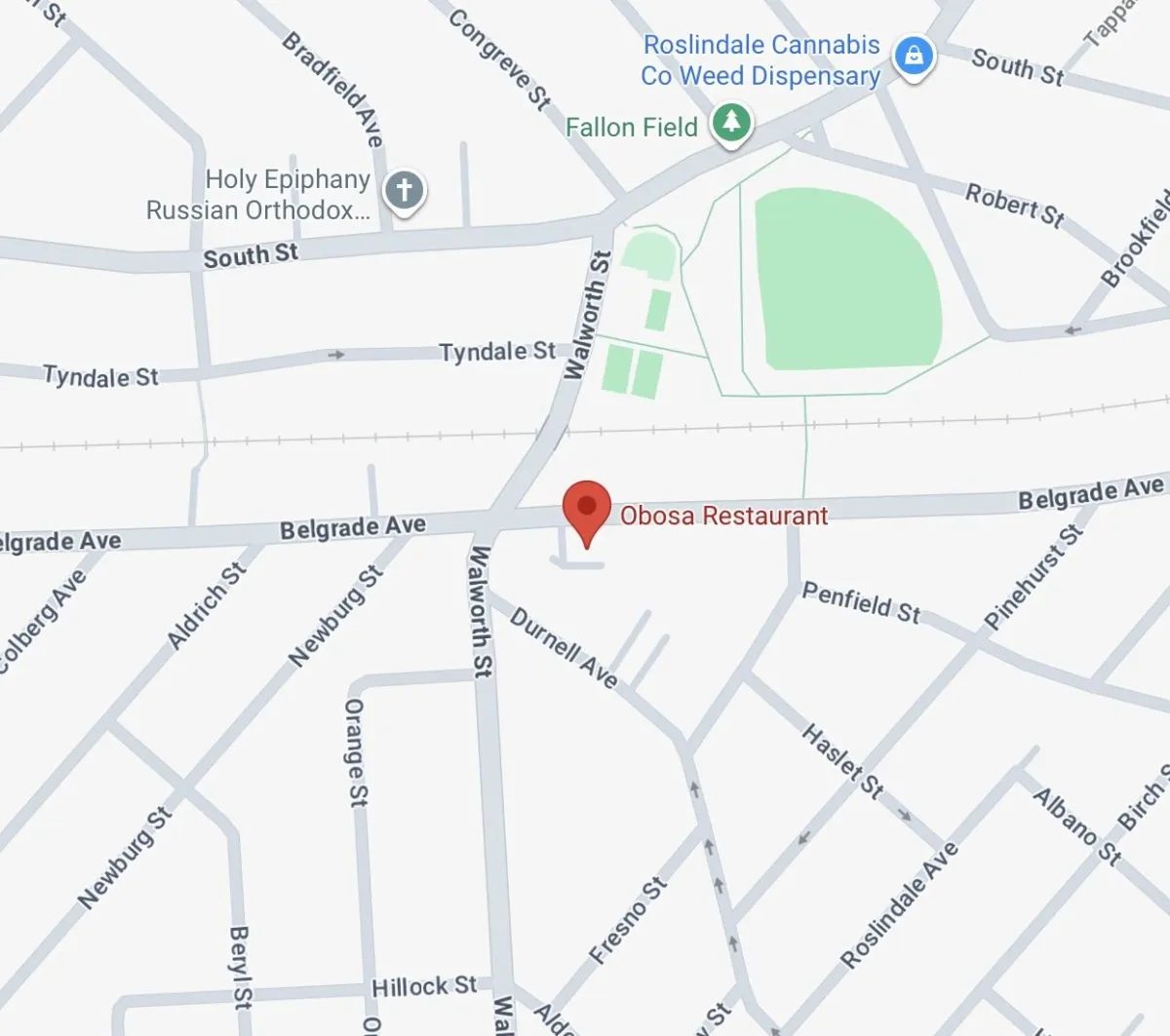 Map view of our restaurant location in the Cultural District