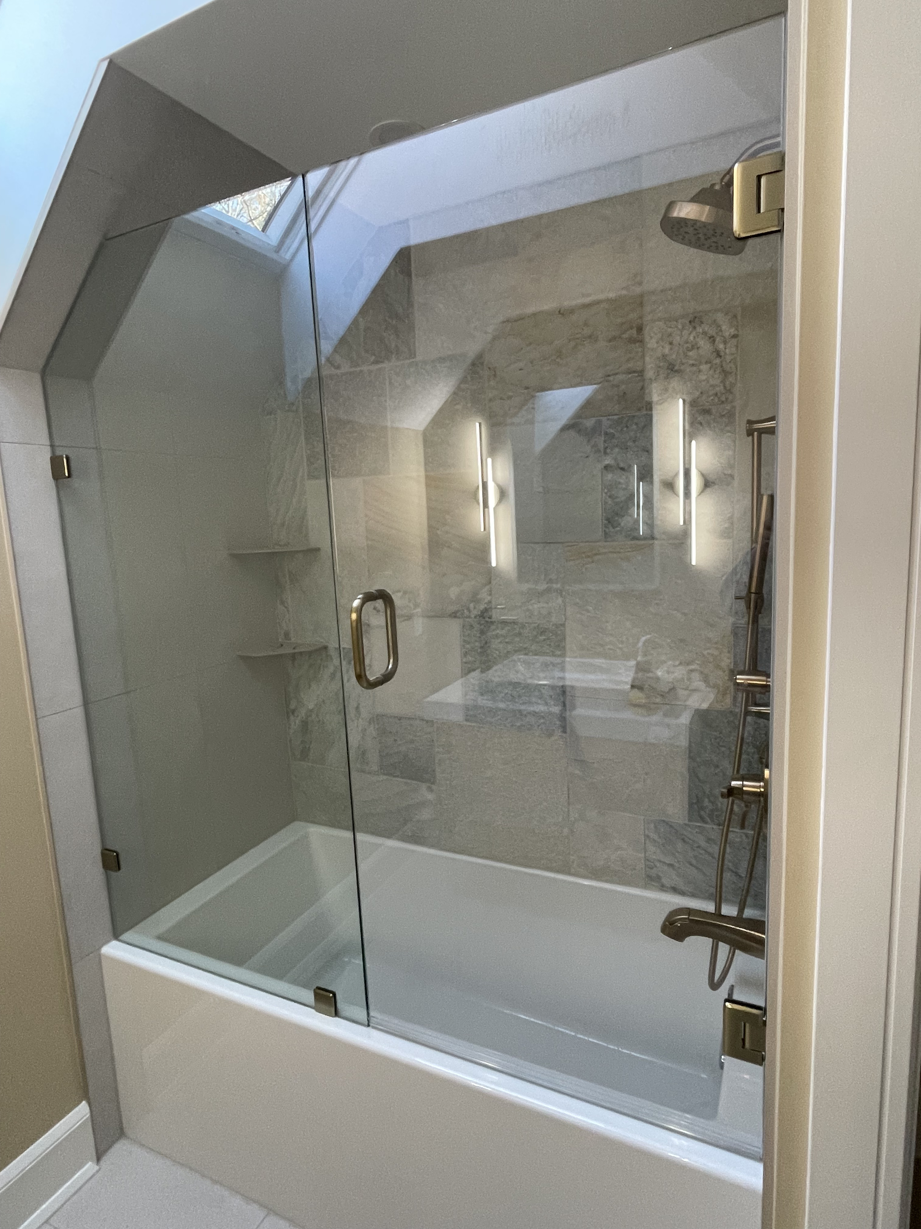 Tile bathtub surround installation by Grams Tile in Lunenburg, MA