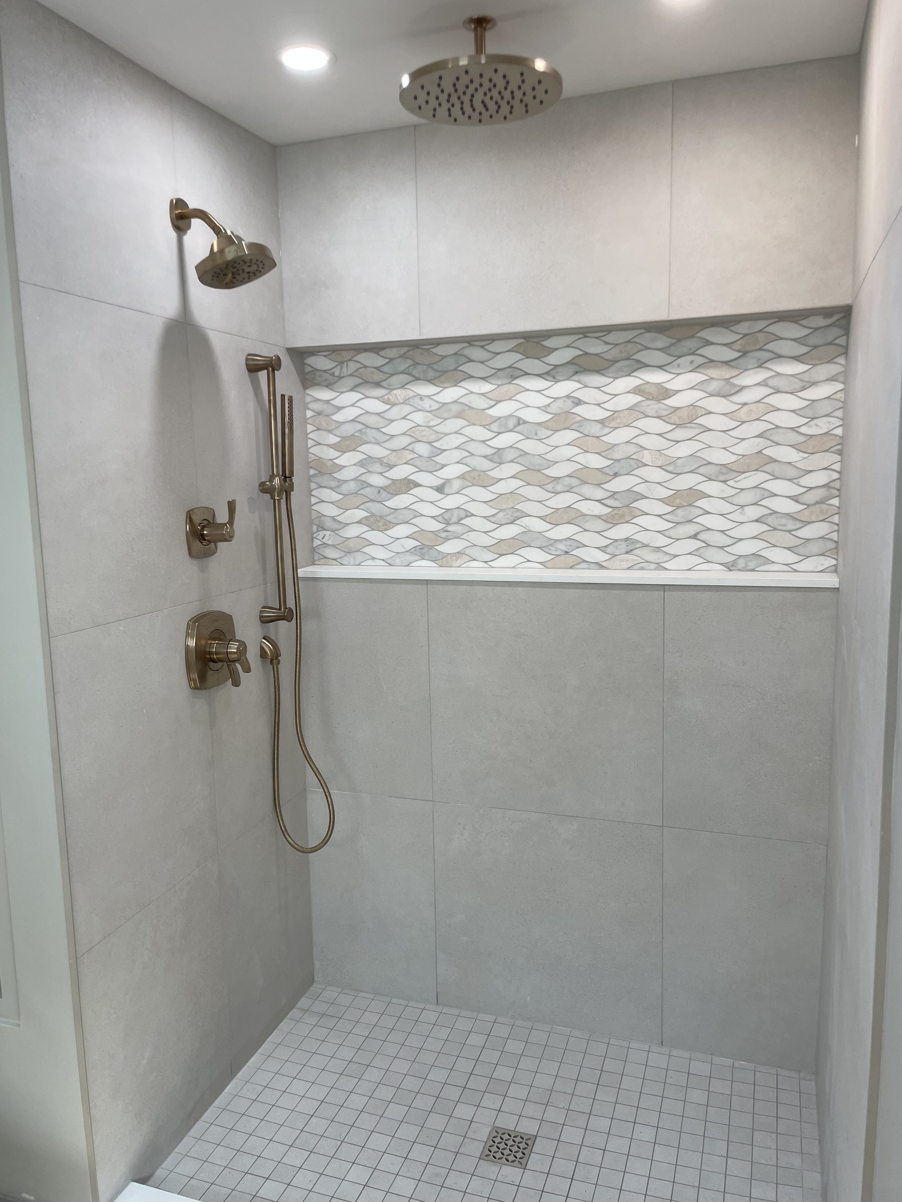 Custom tile shower installation completed by Grams Tile in Lunenburg, MA