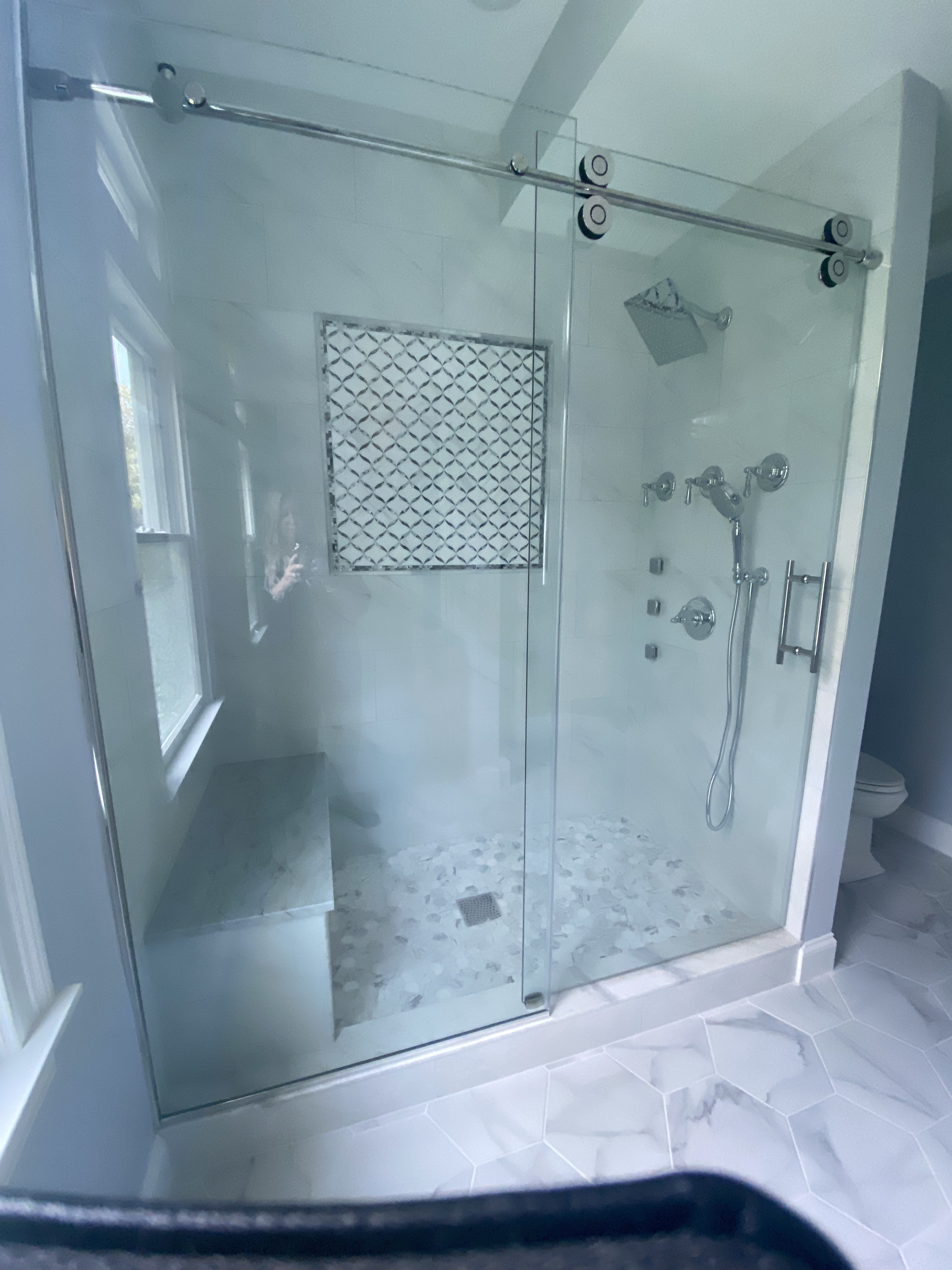 Custom tile shower installation completed by Grams Tile in Lunenburg, MA