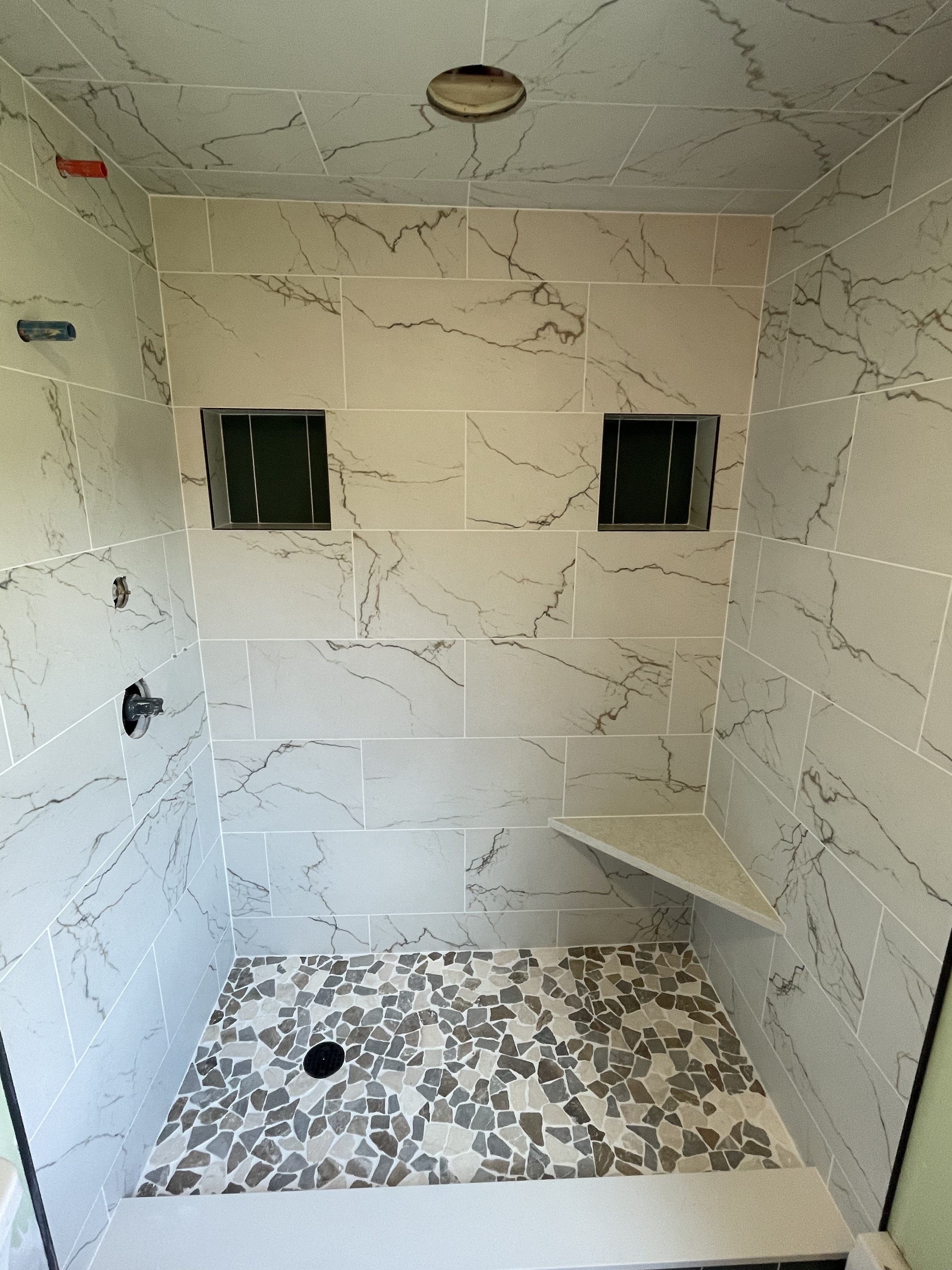 Custom tile shower installation completed by Grams Tile in Lunenburg, MA