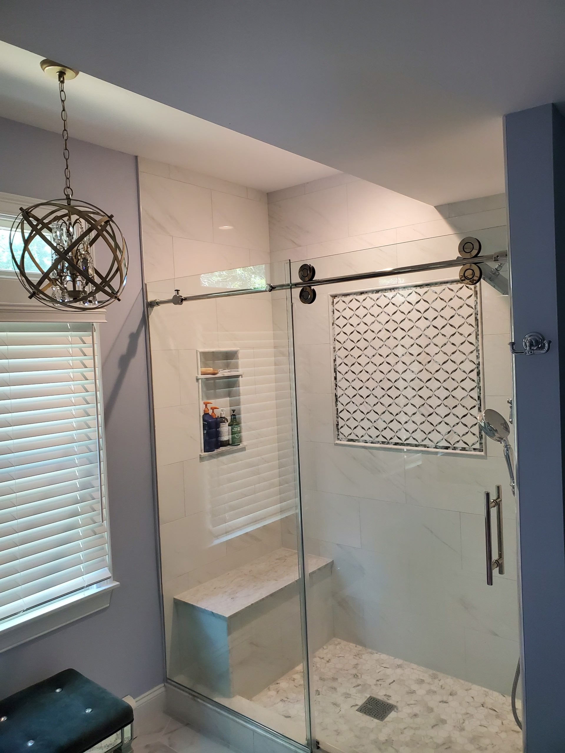 Custom tile shower installation completed by Grams Tile in Lunenburg, MA