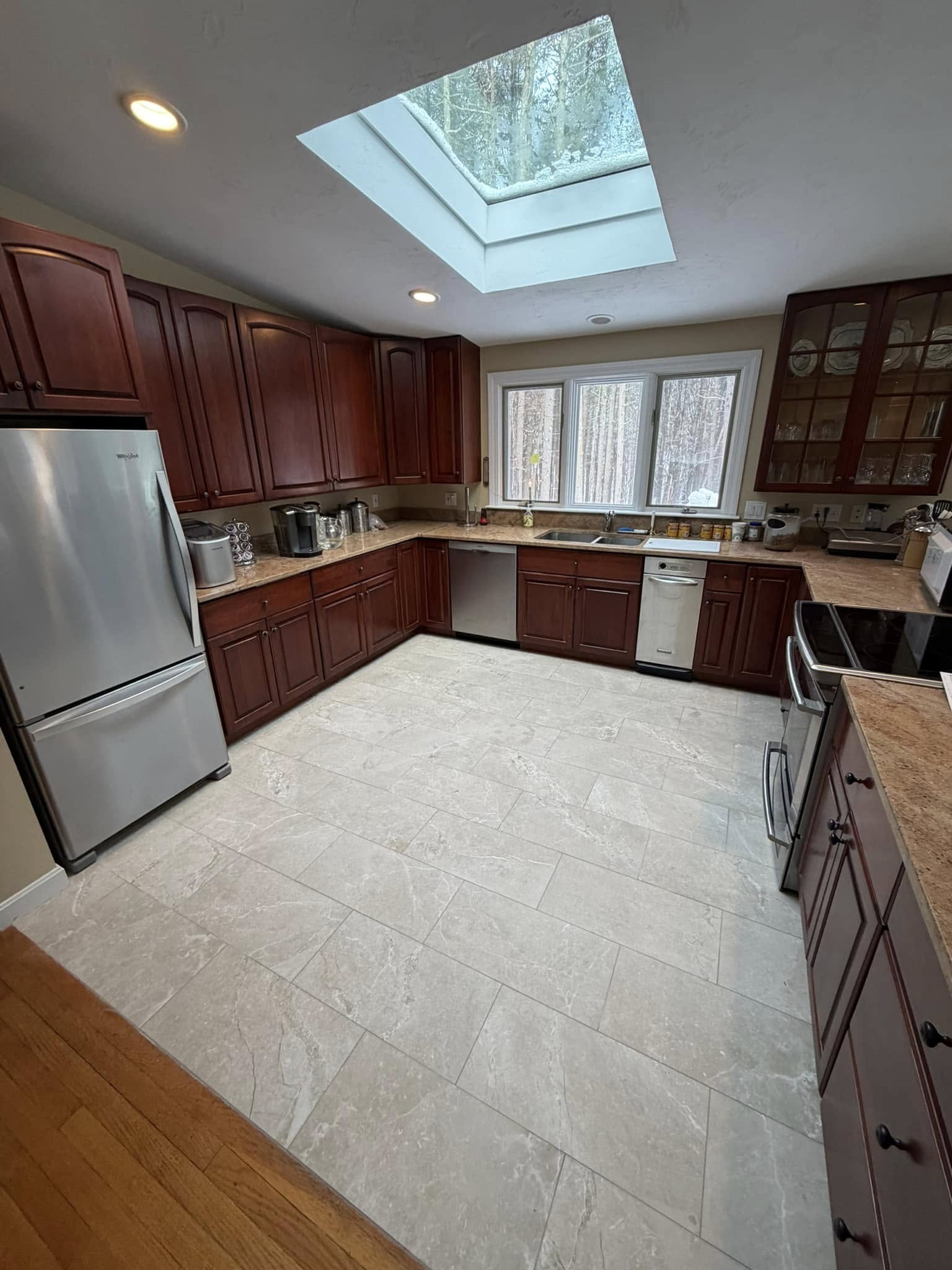 Professional tile flooring installation in a residential home in Lunenburg, MA
