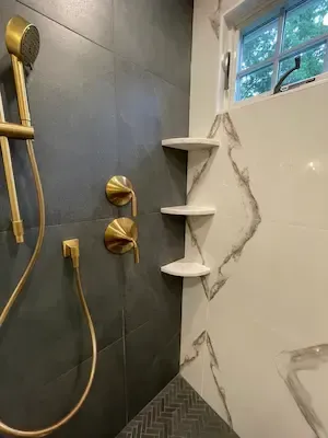 An upgraded shower with high end finishes in Lunenburg, MA