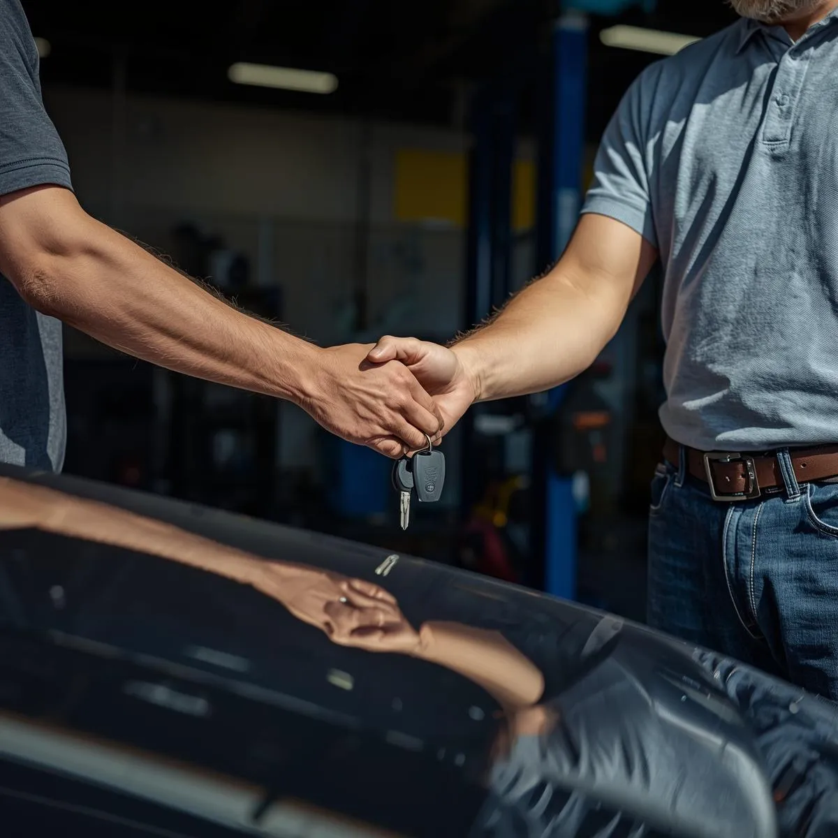 Vehicle being picked up for service and returned to owner