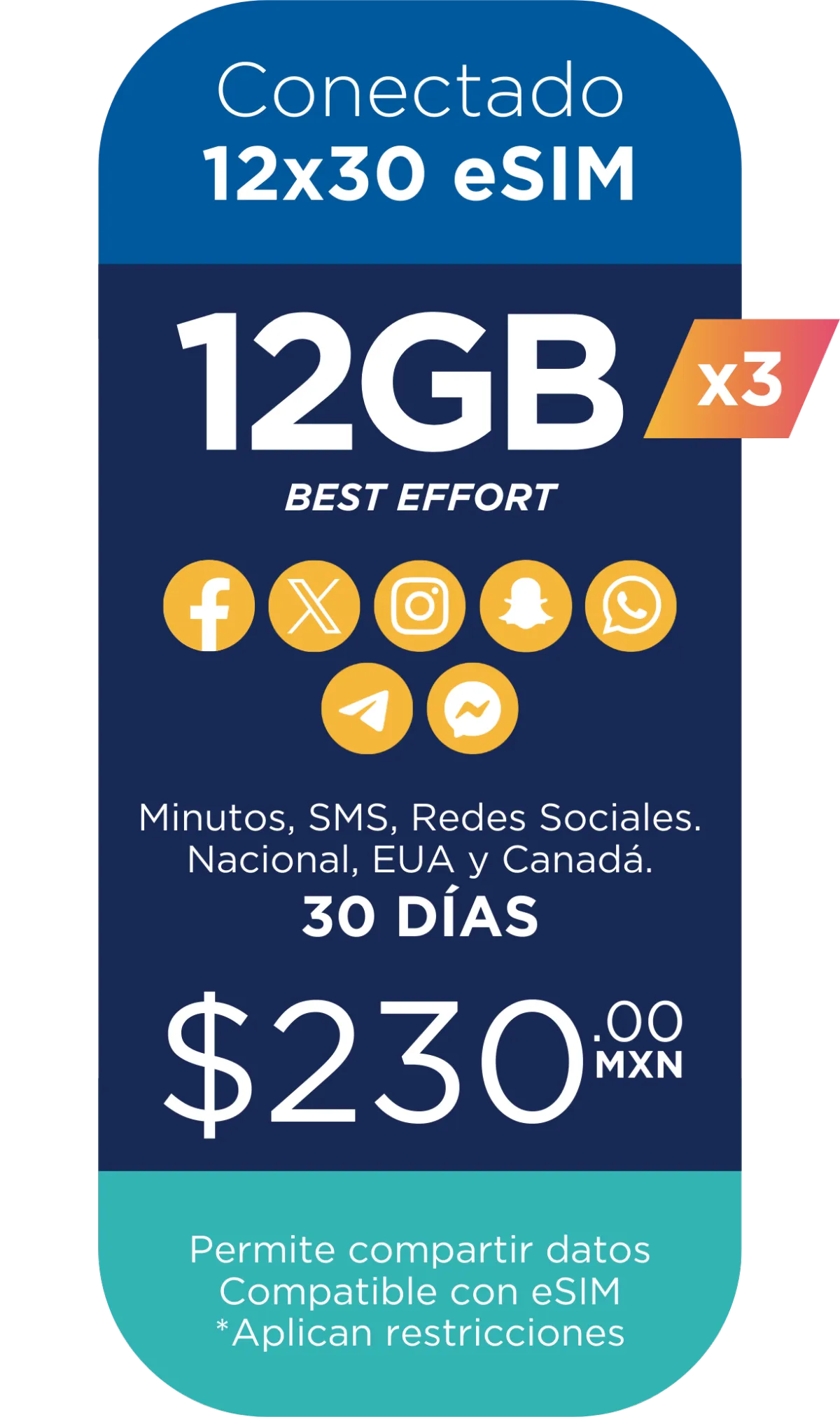 Paquete Conectado 12GB x 30 días