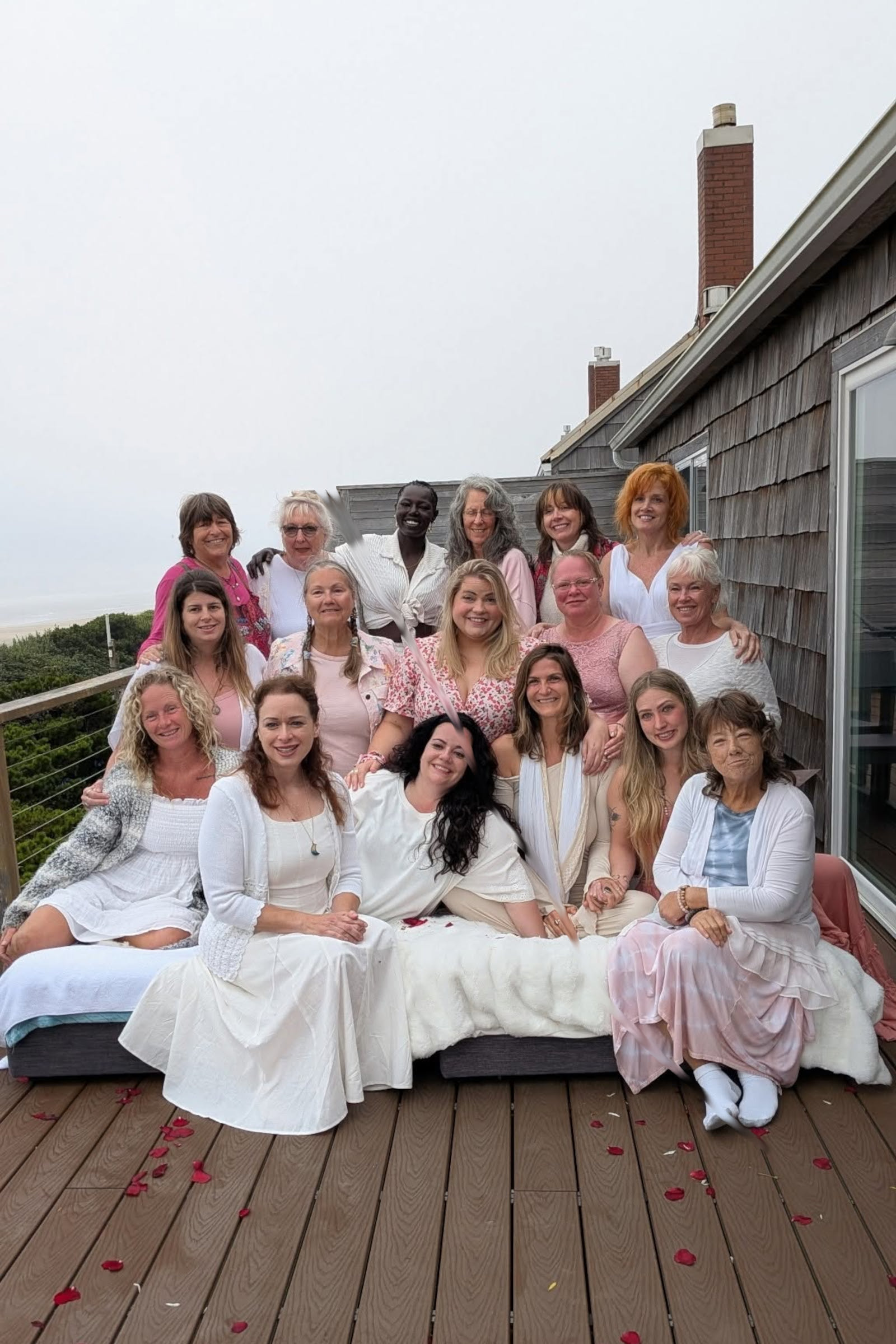 Participants enjoying a spiritual wellness retreat in California's Santa Cruz Mountains.