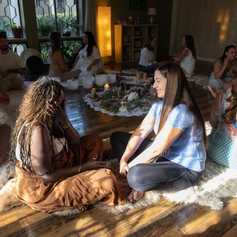 Group of students learning Akashic Records techniques during a certification workshop.