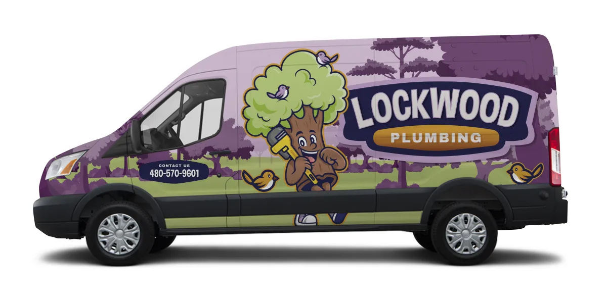 Plumbing van in front of residential home.