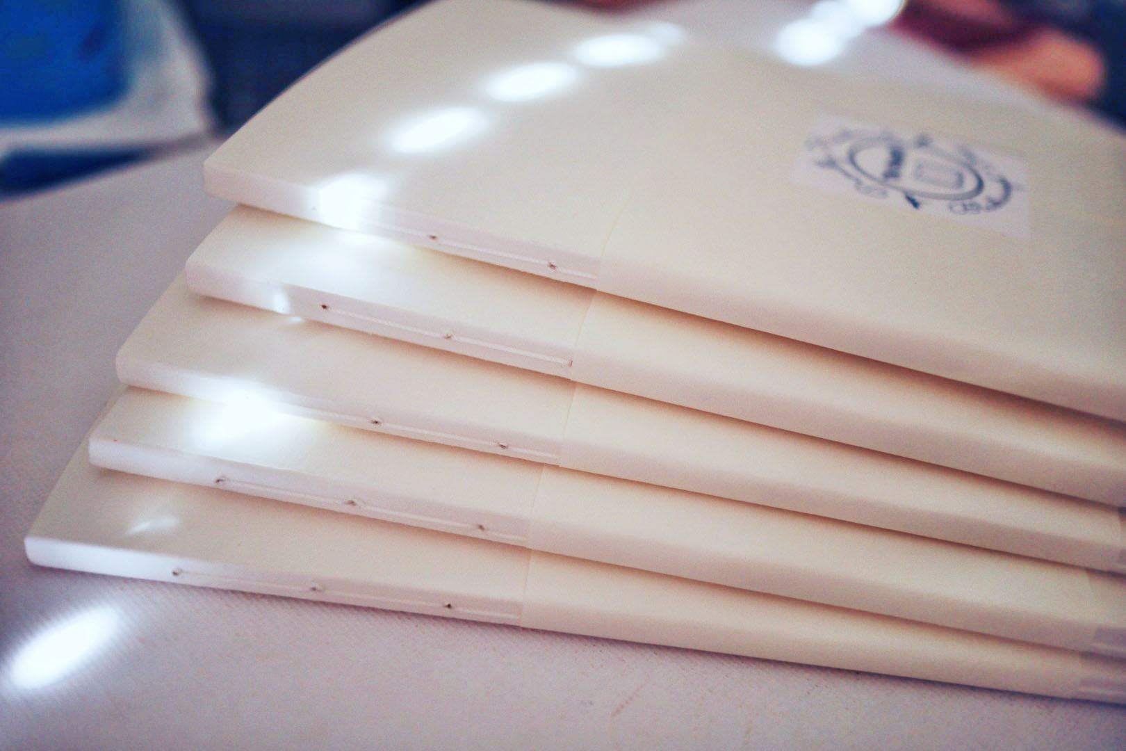 handbound notebooks in a pile