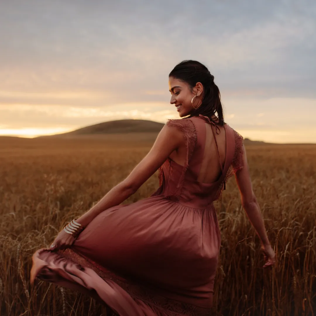 woman dancing in a field