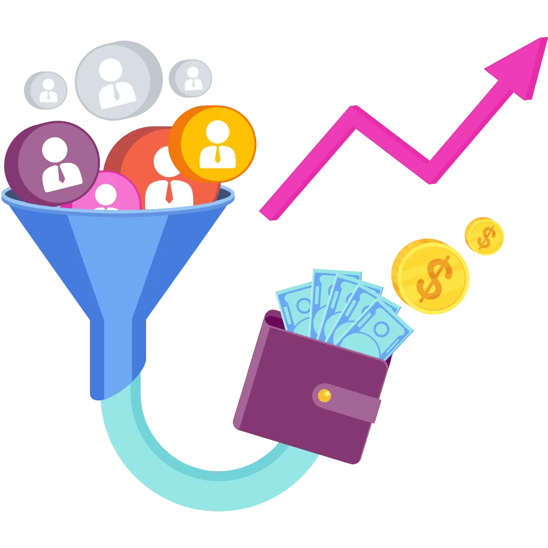Ein Funnel beziehungsweise Trichter welcher Symbolisch dafür steht aus Kunden Geld zu machen