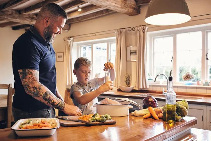 Foster Dad Cooking with Foster Son